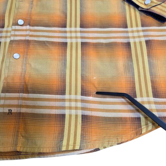 Resistol Vtg‎ Womens Yellow Plaid Pearl Snap Shirt Longsleeve Rodeo Bar Medium - Picture 12 of 14